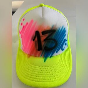 Cobra Brand Neon Yellow and Multicolor Trucker Hat graffiti 
Print #13